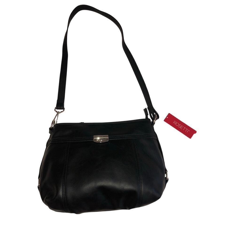 Rosetti Black Crossbody Shoulder Bag Purse Vegan Leather Zip Top NEW TAGS